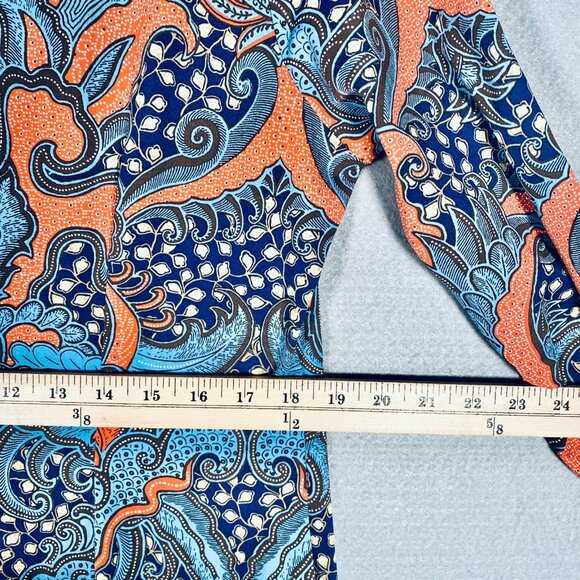J Mclaughlin Dress Womens XL Blue Stretch Paisley Catalina Cloth Midi - Picture 10 of 14